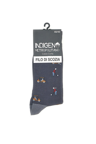 Lange graue Socken mit INDIGENO METROPOLITANO LEGER-Muster