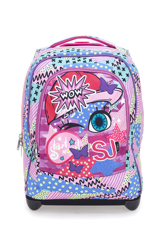 Zaino trolley multicolor con spallacci a scomparsa Seven Big Troll Facce