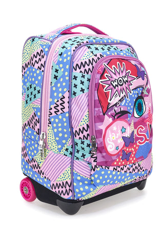 Zaino trolley multicolor con spallacci a scomparsa Seven Big Troll Facce