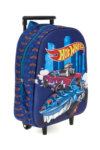 Zaino trolley blu con Hot Wheels Trolley