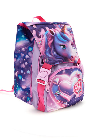 Erweiterbarer Rucksack in Lila mit galaktischem Einhorn „Seven Z/Pixie Unicorn“