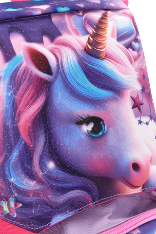 Erweiterbarer Rucksack in Lila mit galaktischem Einhorn „Seven Z/Pixie Unicorn“
