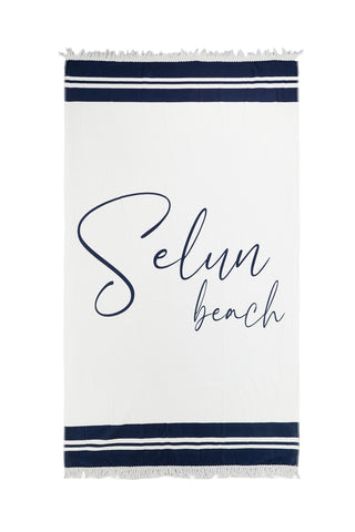 Blau weißes Strandtuch mit Fransen Selun beach 261009