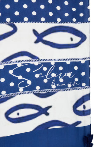 Telo mare blu con stampa Selun beach 261025
