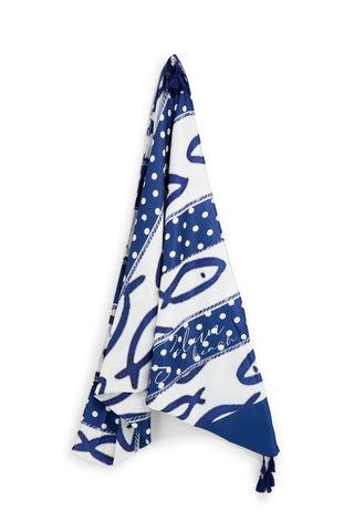 Blaues Strandtuch mit Selun Strand Druck 261025